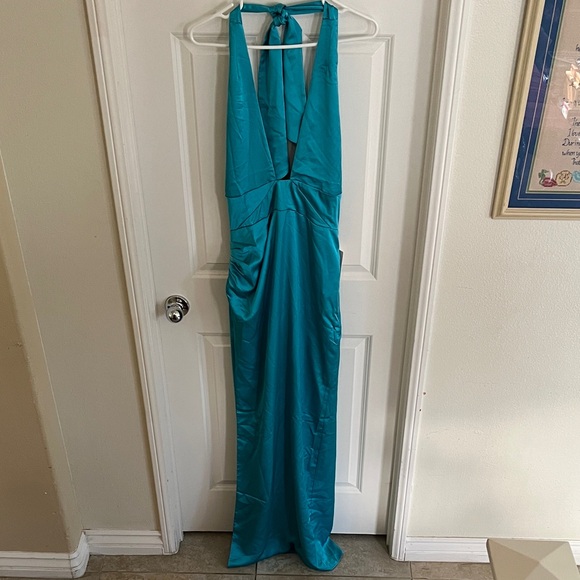 Show Me Your MuMu Turquoise Backless Dress - Picture 1 of 6